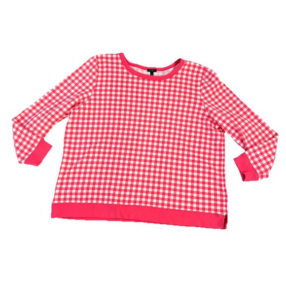 Talbots Tops - Talbots Women’s Sweatshirt 2X Gingham‎ Pink White Checkered